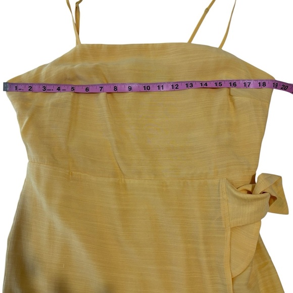 Nine West Side Tie Faux Wrap Sundress Yellow Women’s Large Adjustable Straps - Picture 7 of 11